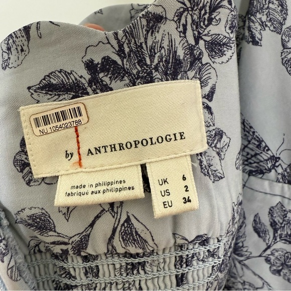 Anthropologie - Blue Victorian Patterned Floral Midi Dress - Size 2 - Picture 5 of 9